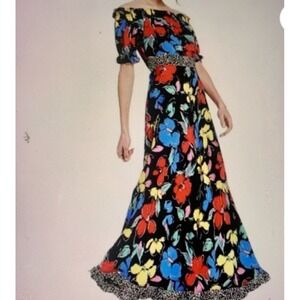 Rixo Target Womens Dress Floral Off Shoulder Short Sleeve Maxi Black Size 2‎